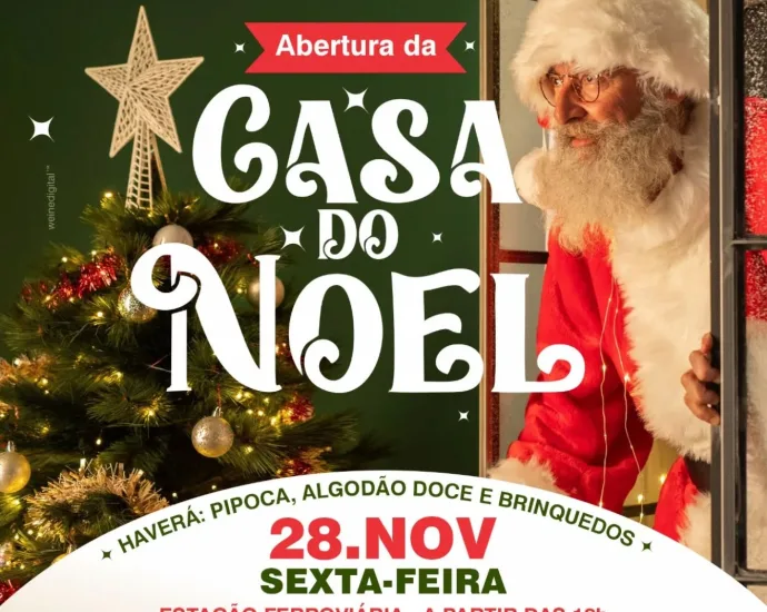 CASA DO NOEL EM CASTILHO 2025: ABERTURA TERÁ PIPOCA, ALGODÃO DOCE E BRINQUEDOS