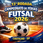 FUTSAL DE FÉRIAS 2026 EM CASTILHO: 13ª RODADA TEM GOLEADA DO INTER E VITÓRIA DO ATLETICANOS