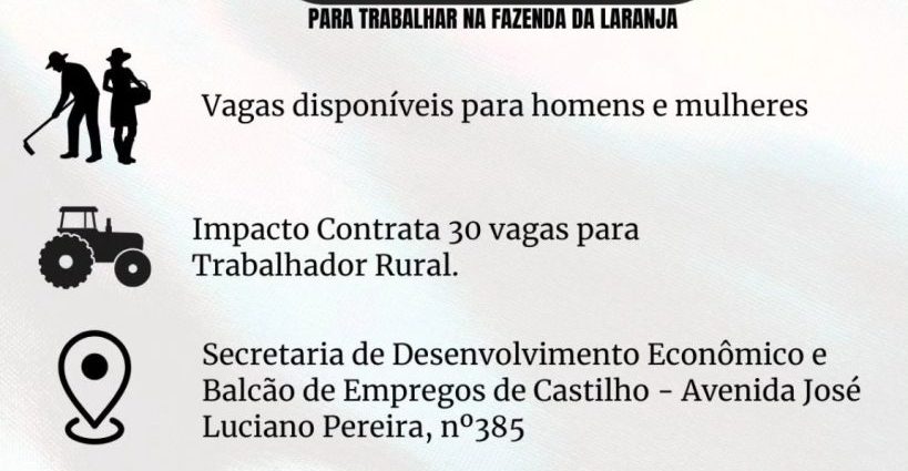 VAGAS RURAIS: OPORTUNIDADES DE EMPREGO NA CUTRALE
