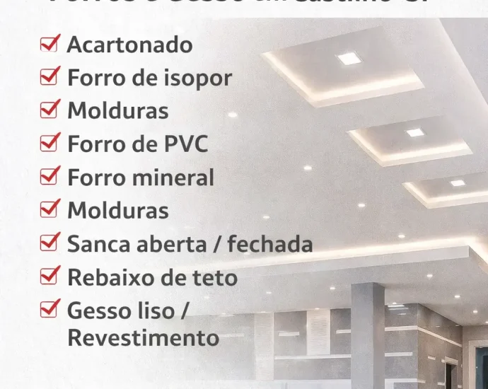 Fabiano Forros em Castilho SP – 7 soluções completas em forros e gesso