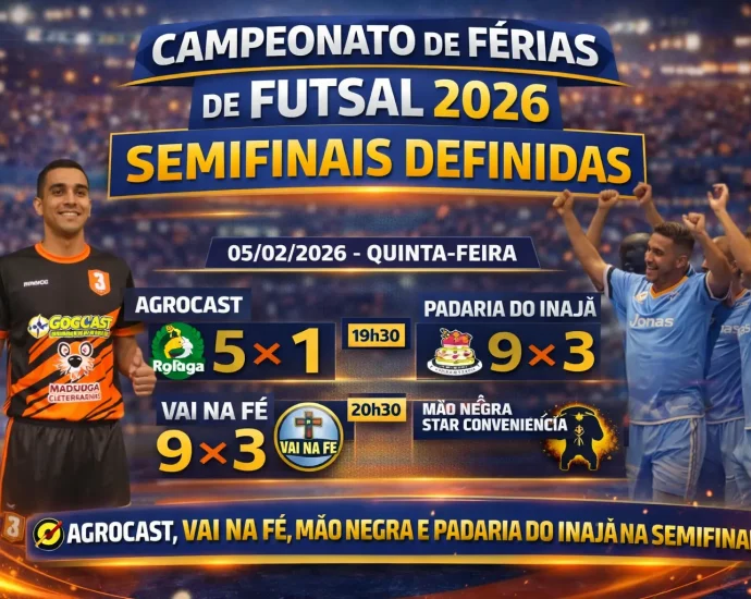 Campeonato de Férias de Futsal 2026 define semifinalistas e já tem datas dos próximos confrontos Campeonato de Férias de Futsal 2026 define semifinalistas e já tem datas dos próximos confrontos