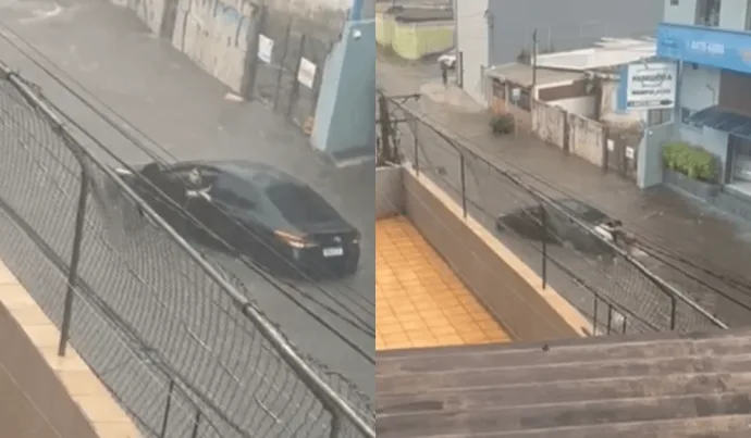 Mulher Enfrenta Enchente em Santo André para Salvar seu Carro
