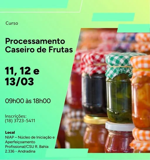 Inscrições Abertas para Capacitação de Produtores Rurais e Artesãos em Andradina Inscrições Abertas para Capacitação de Produtores Rurais e Artesãos em Andradina