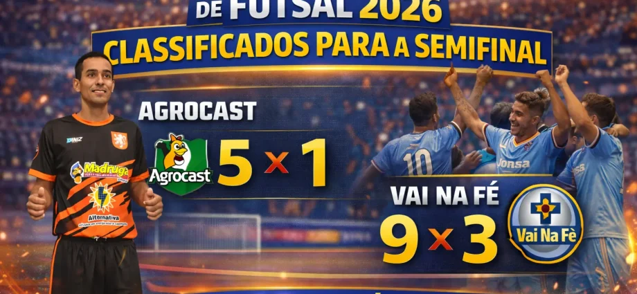 Campeonato de Férias de Futsal 2026: Agrocast e Vai na Fé garantem vaga na semifinal
