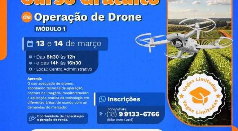 Curso Gratuito de Operação de Drones em Selvíria: Inscrições Abertas