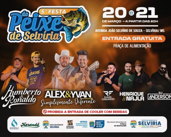 5ª Festa do Peixe de Selvíria contará com Humberto e Ronaldo e Alex e Yvan