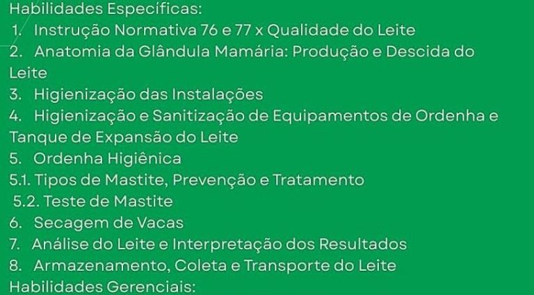QUALIDADE DO LEITE: SEAPE Abre Inscrições para Curso Gratuito
