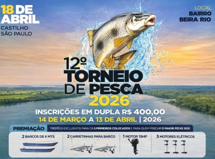 TORNEIO DE PESCA EM CASTILHO TEM INSCRIÇÕES ABERTAS
