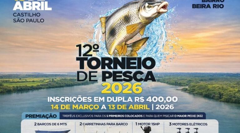 TORNEIO DE PESCA EM CASTILHO TEM INSCRIÇÕES ABERTAS