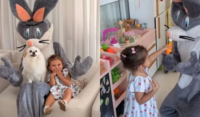 Amanda Kimberlly Surpreende Filha com Fantasia de Coelho da Páscoa