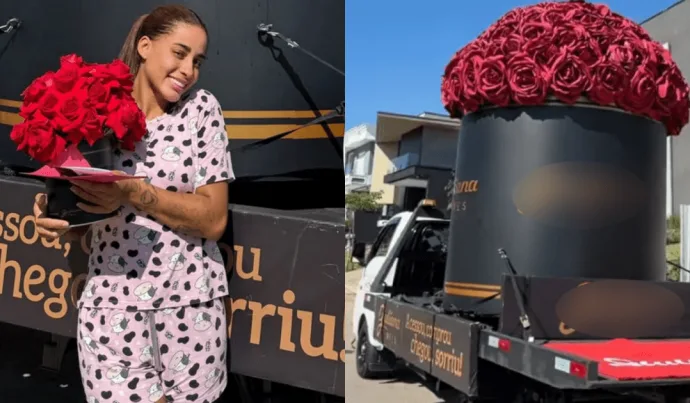 MC Lomma Recebe Surpresa de Dia Internacional da Mulher com Caminhão de Rosas