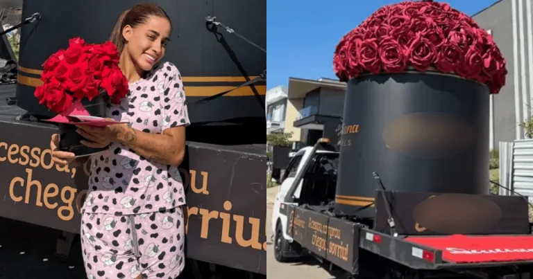 MC Lomma Recebe Surpresa de Dia Internacional da Mulher com Caminhão de Rosas
