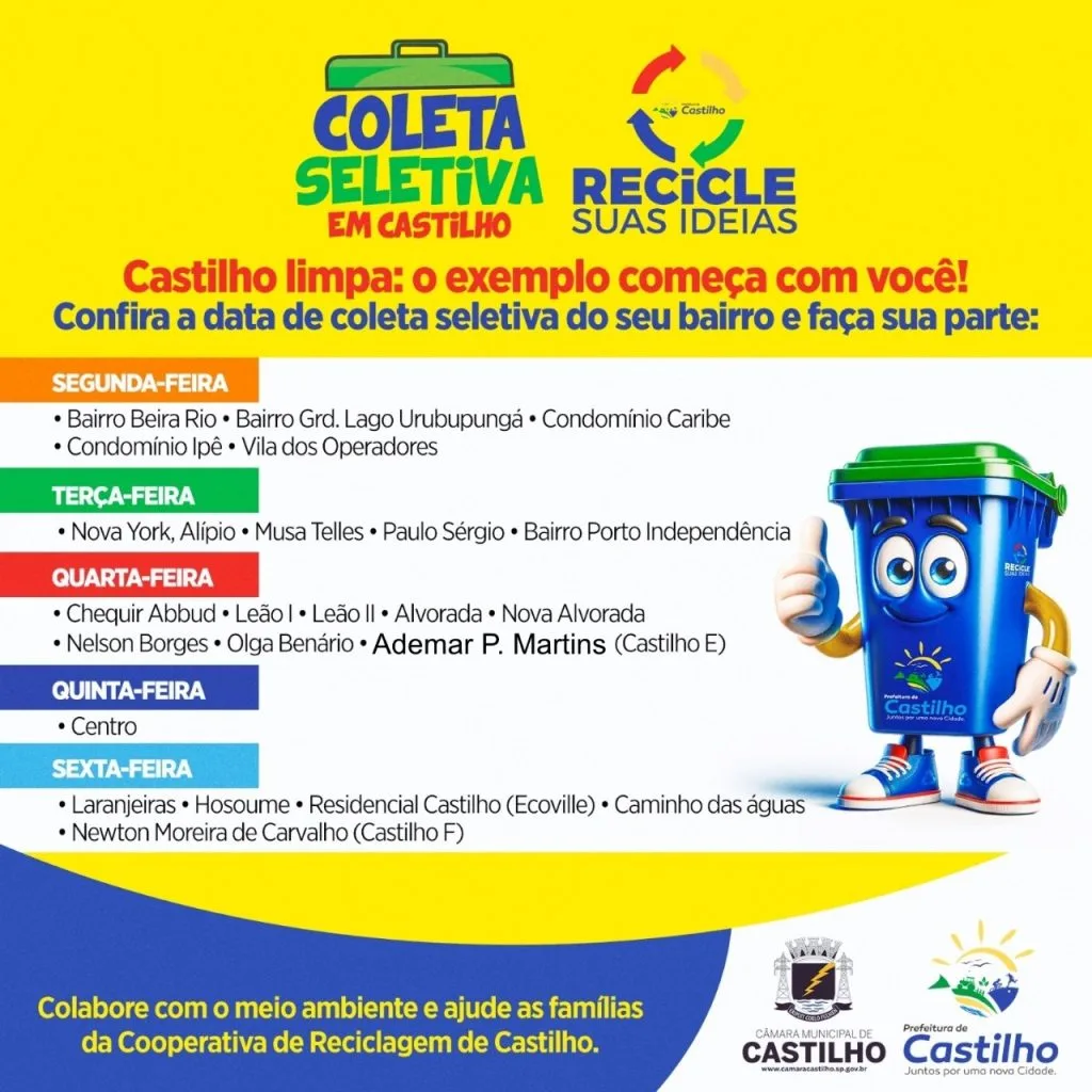 SACO AZUL: ORIENTAÇÕES PARA COLETA SELETIVA EM CASTILHO