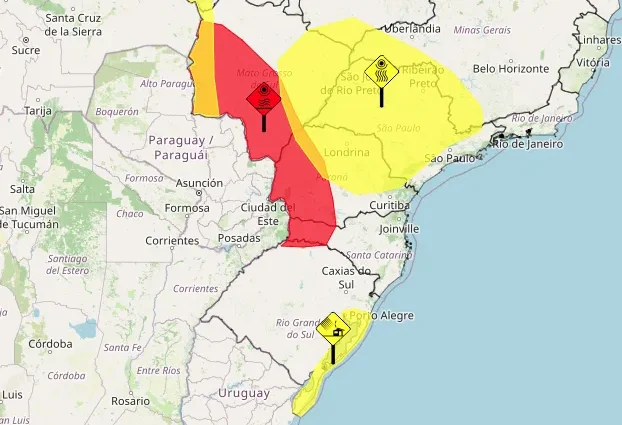 Região Sul do Brasil enfrenta alertas de instabilidade climática e onda de calor