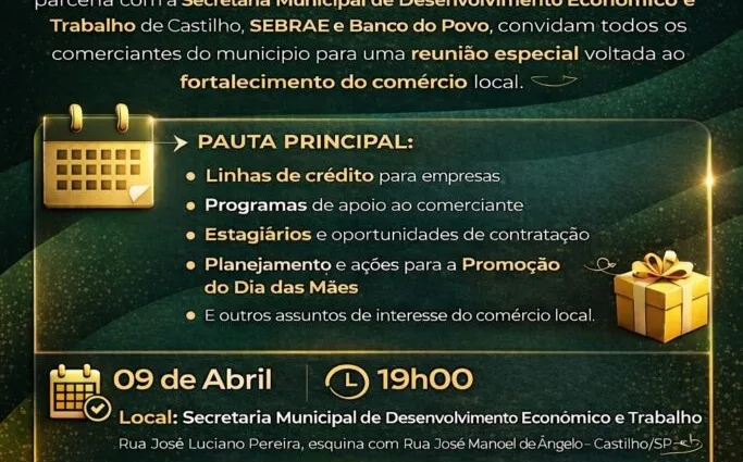 Reunião Estratégica da ACIC e Prefeitura de Castilho: Fortalecendo o Comércio Local Reunião Estratégica da ACIC e Prefeitura de Castilho: Fortalecendo o Comércio Local