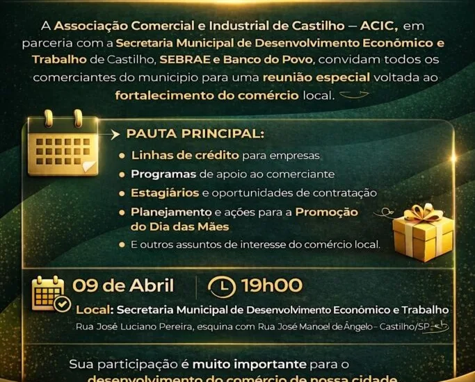 Reunião Estratégica da ACIC e Prefeitura de Castilho: Fortalecendo o Comércio Local