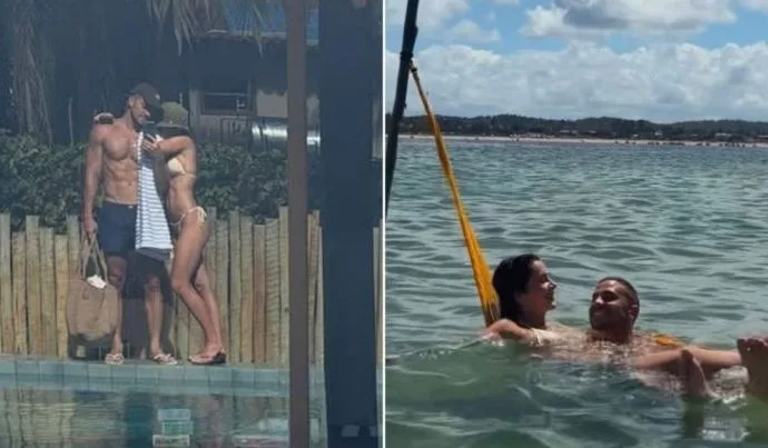 Jade Picon e André Lamoglia compartilham momentos românticos em viagem à praia