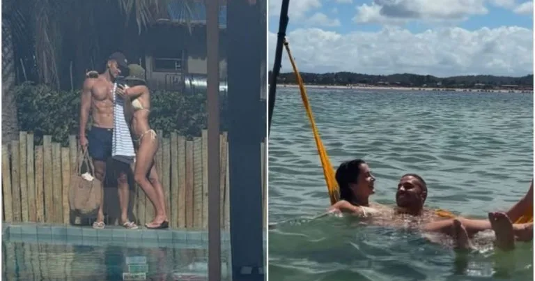 Jade Picon e André Lamoglia compartilham momentos românticos em viagem à praia