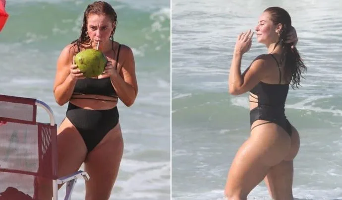 Paolla Oliveira é flagrada aproveitando dia de praia no Rio de Janeiro