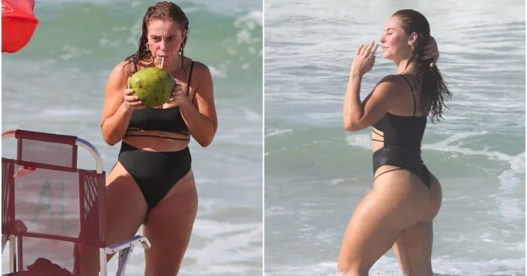 Paolla Oliveira é flagrada aproveitando dia de praia no Rio de Janeiro