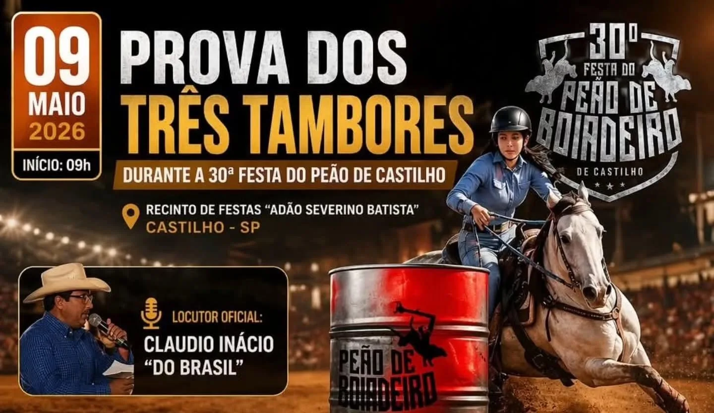 Faltam 8 dias para a Festa do Peão em Castilho 2026 e novas atrações reforçam programação