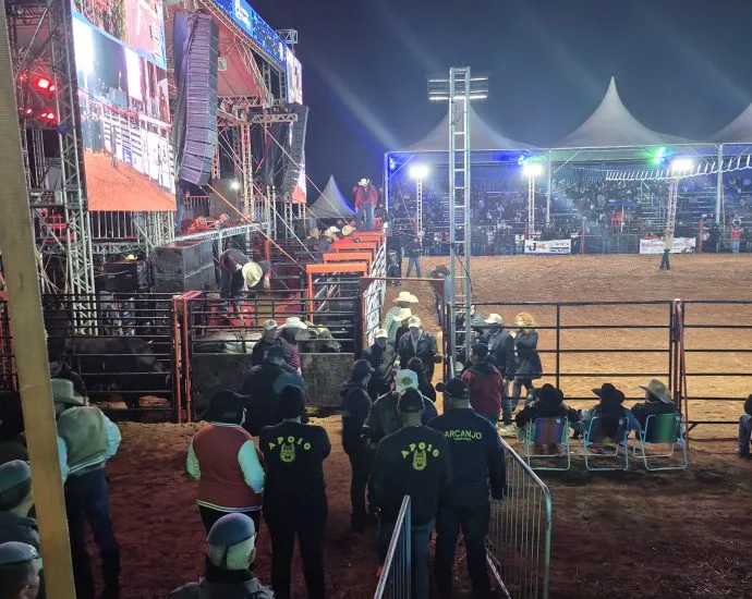 VÍDEO: Touros já são preparados para o início do rodeio no último dia da festa
