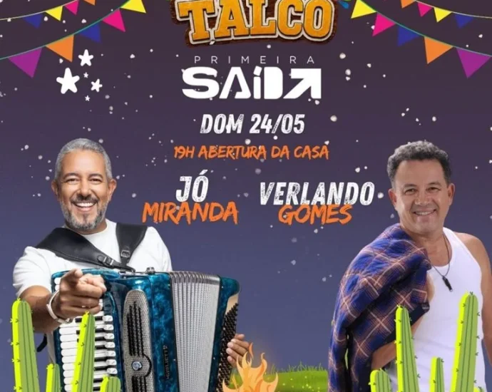 FORRÓ DO TALCO: JÓ MIRANDA RECEBE VERLANDO GOMES NESTE DOMINGO
