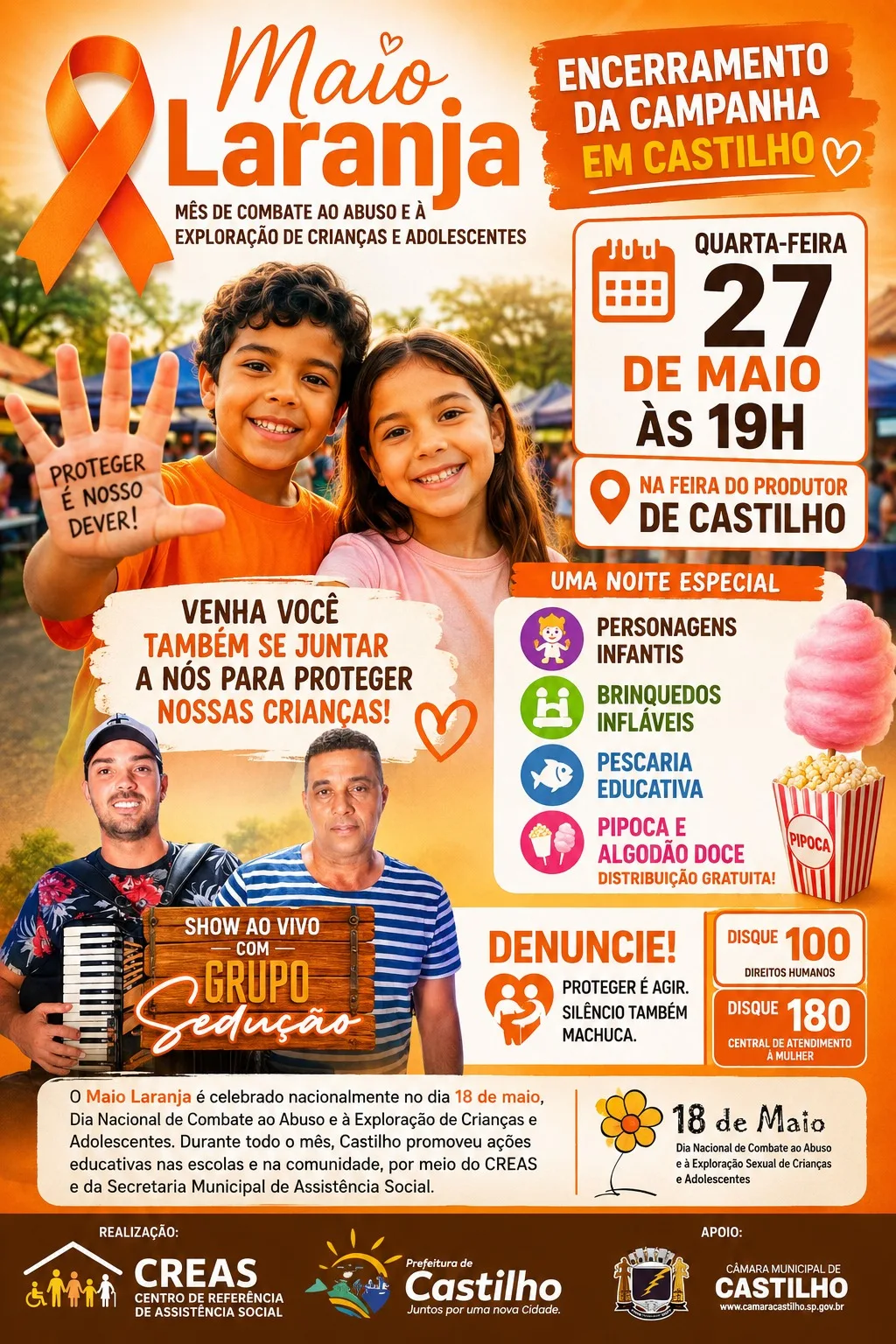 Castilho encerra Maio Laranja com mobilização na Feirinha do Produtor