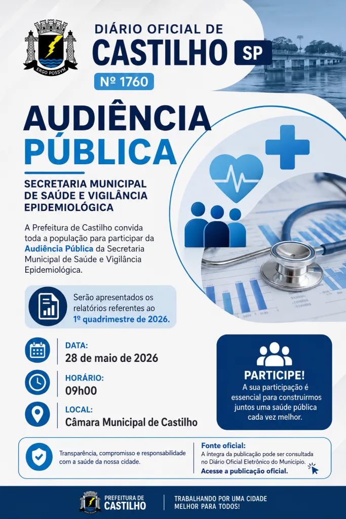 Audiência Pública da Saúde dia 28 em Castilho: Entenda o que vem por aí Audiência Pública da Saúde dia 28 em Castilho: Entenda o que vem por aí