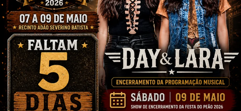 Faltam 5 dias para a Festa do Peão em Castilho 2026 e Day & Lara encerram programação musical