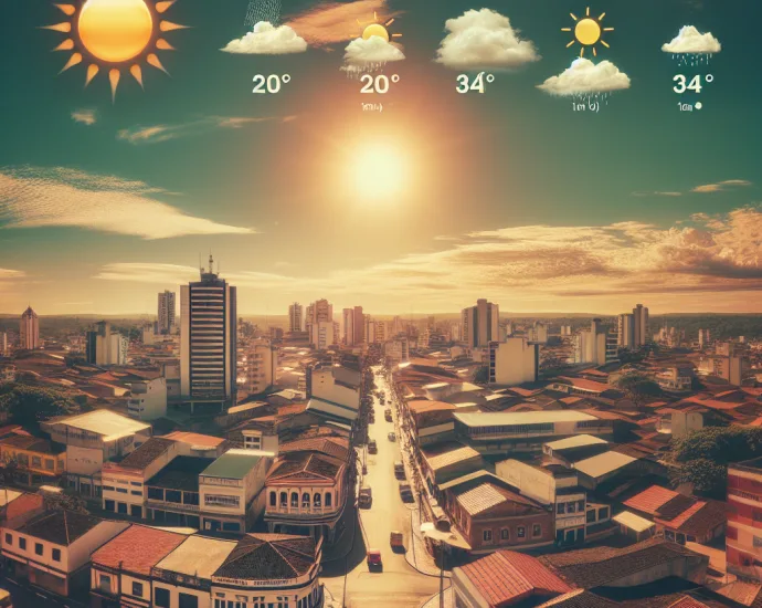 Previsão do Tempo em Castilho hoje: Sol e calor marcam o dia com mínima de 20°C e máxima de 34°C