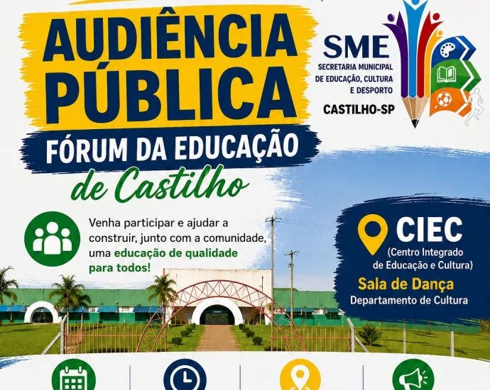 Audiência Pública do Fórum Municipal de Educação de Castilho Acontecerá em Junho