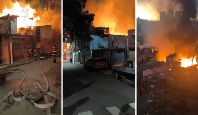Incêndio em Paraisópolis deixa 150 moradias destruídas e famílias desabrigadas
