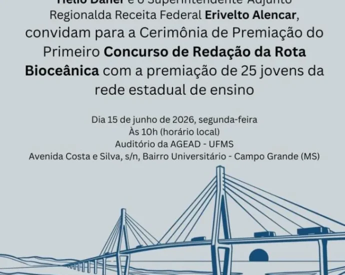 Premiação do 1º Concurso de Redação da Rota Bioceânica acontece em Campo Grande Premiação do 1º Concurso de Redação da Rota Bioceânica acontece em Campo Grande