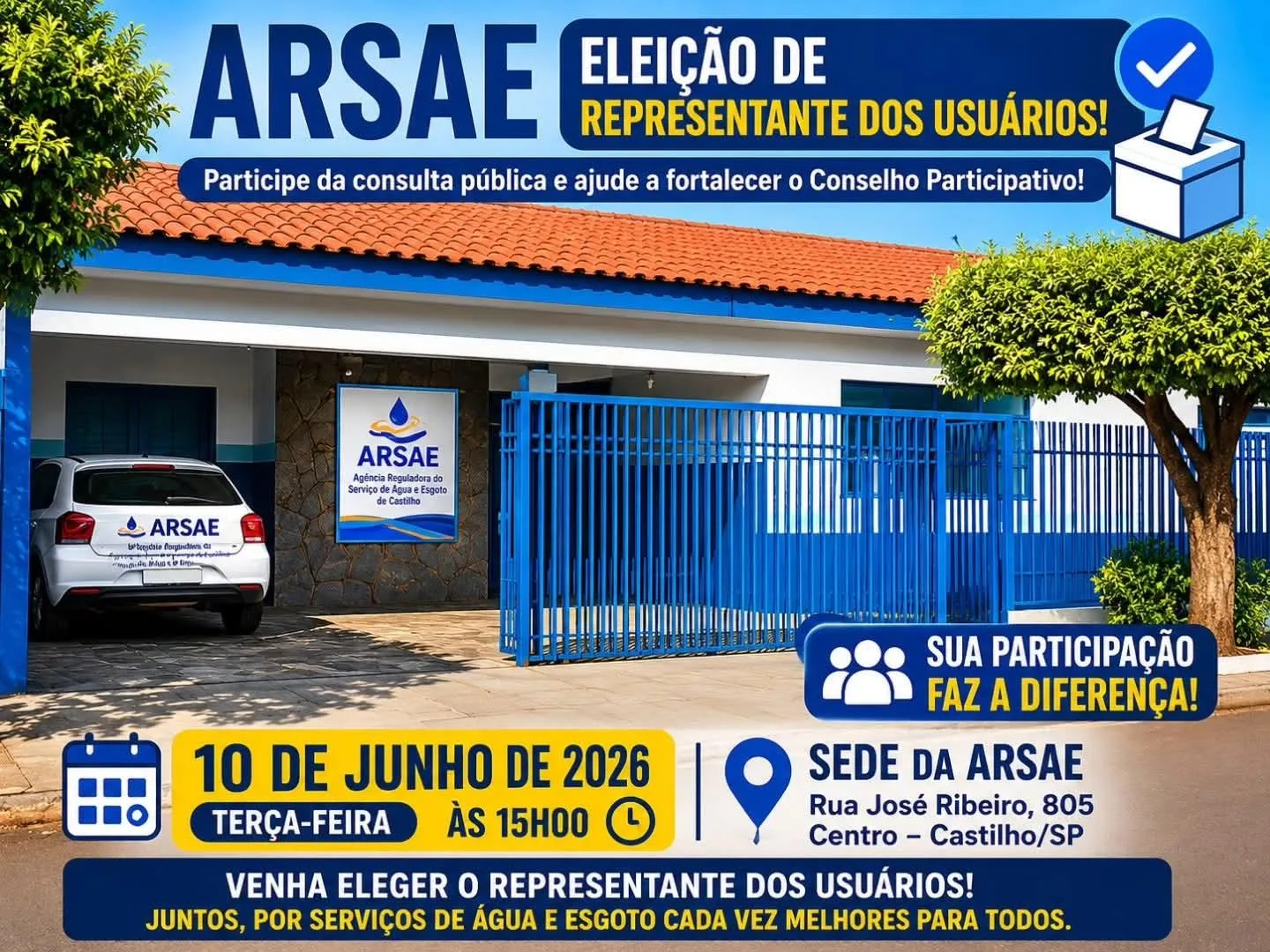 ARSAE CONVOCA USUÁRIOS PARA ESCOLHA DE REPRESENTANTE EM CONSELHO