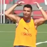 Cristiano Ronaldo se manifesta à imprensa durante treino da seleção portuguesa