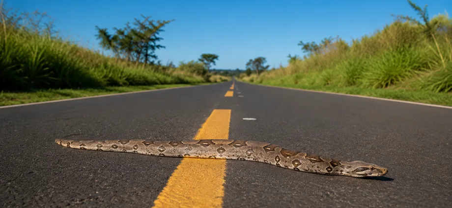 JIBOIA ATRAVESSA ESTRADA DA PRIMAVERA E CHAMA ATENÇÃO EM CASTILHO