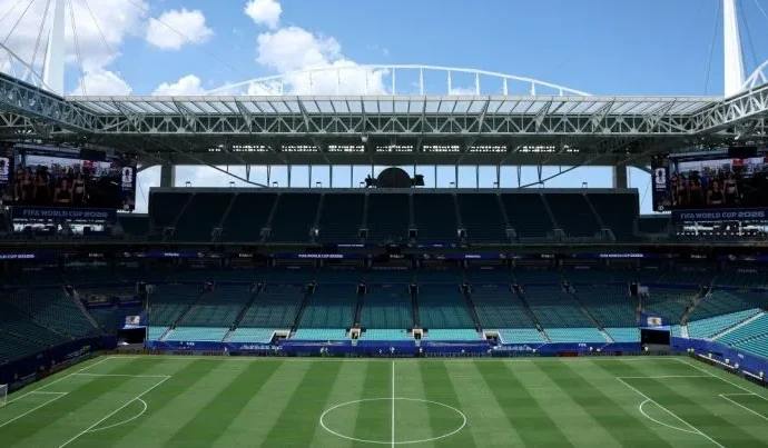 Hard Rock Stadium se transforma para receber Brasil e Escócia na Copa do Mundo Hard Rock Stadium se transforma para receber Brasil e Escócia na Copa do Mundo