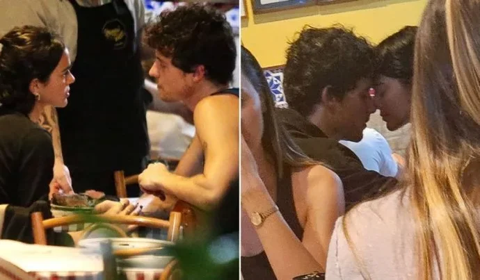 Bruna Marquezine e Shawn Mendes são flagrados trocando carinhos em jantar no Rio