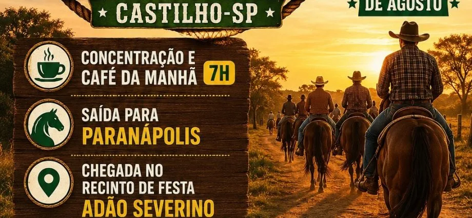 Cavalgada em Castilho 2026 terá café da manhã e percurso até o