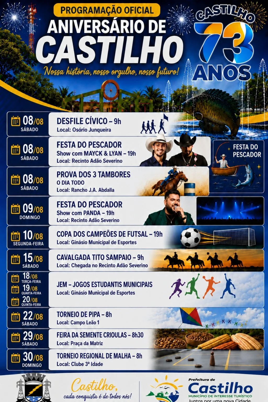 Agosto terá Festa do Pescador, cavalgada e diversas atrações