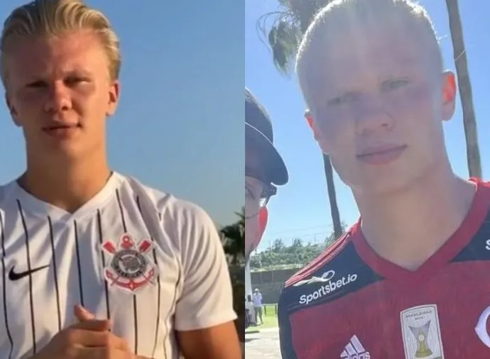 HAALAND JÁ VESTIU CAMISAS DO FLAMENGO E CORINTHIANS ANTES DO JOGO CONTRA O BRASIL