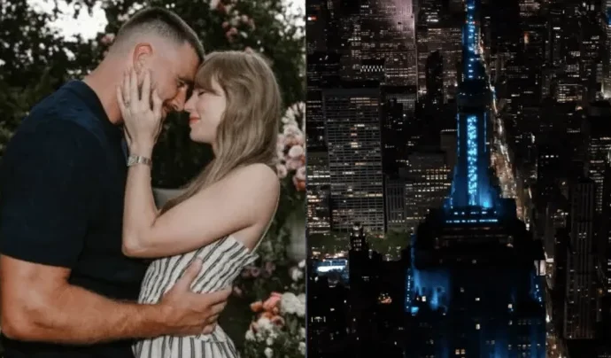 Empire State Building homenageia casamento de Taylor Swift com mudança de cores