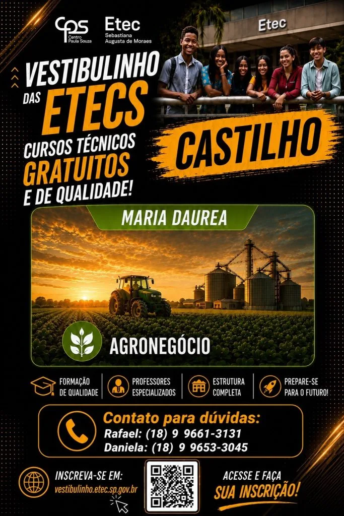Etec de Castilho oferece curso técnico gratuito em Agronegócio