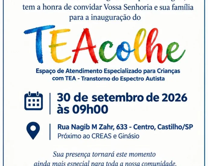TEAcolhe em Castilho será inaugurado nesta quarta-feira, 30