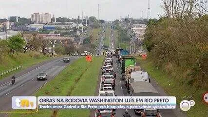 Faixa da Rodovia Washington Luís é interditada para obras em Rio Preto