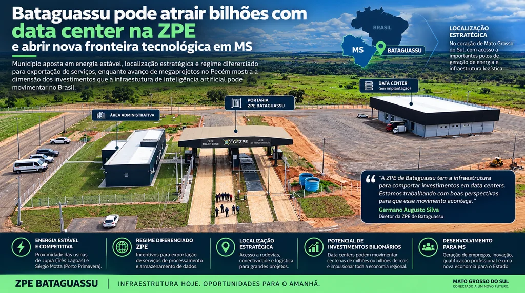 Bataguassu pode atrair bilhões com data center na ZPE e abrir nova fronteira tecnológica em MS