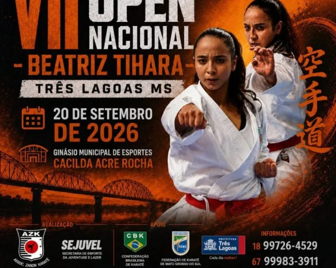 VII Open Nacional de Karatê será realizado em Três Lagoas no dia 20 de setembro de 2026
