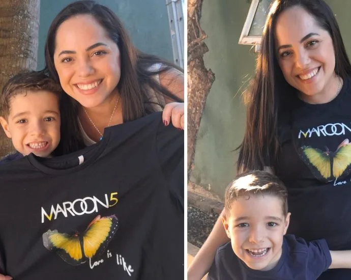 Mãe homenageia Adam Levine e leva filho a show do Maroon 5 em São José do Rio Preto Mãe homenageia Adam Levine e leva filho a show do Maroon 5 em São José do Rio Preto