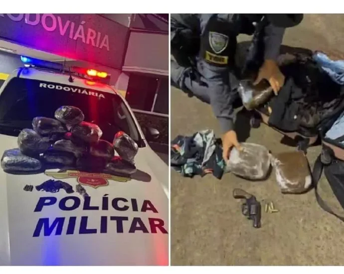 Apreensão de Haxixe, Skunk e Revólver em Bagagem no Interior de SP Apreensão de Haxixe, Skunk e Revólver em Bagagem no Interior de SP